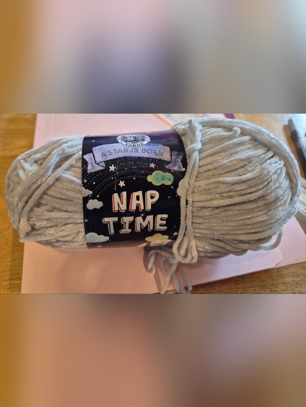 'Nap Time' Plush Chenille Yarn - PALE Gray By LION brand
